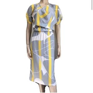 ROBERT JANAN design by EVA Gray&yellow midi dress